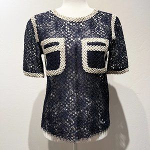 Contrast Knit and Lace Top Size S